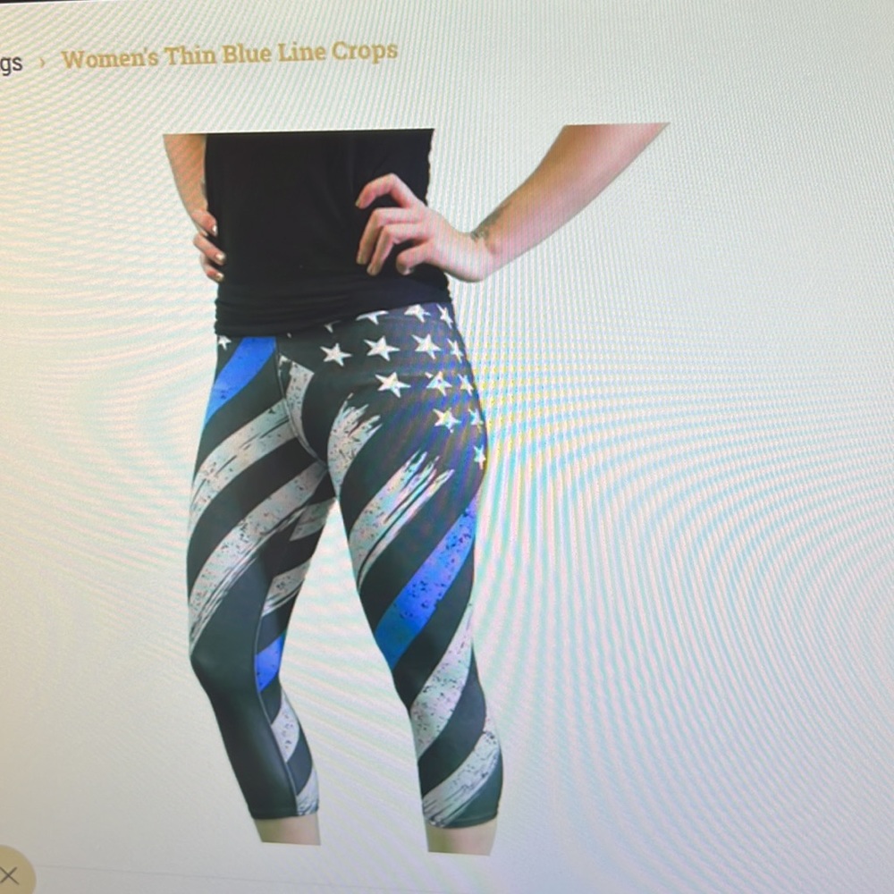 Ranger Up “Thin Blue Line” crop leggings. NWOT